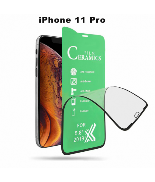 Folie Protectie ecran Apple iPhone 11 Pro, Ceramic Full Glue, transparenta Cu Margine Neagra